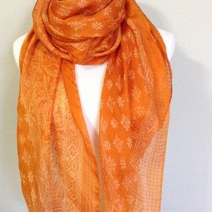 Handmade Square Silk Orange Scarf - JS 201